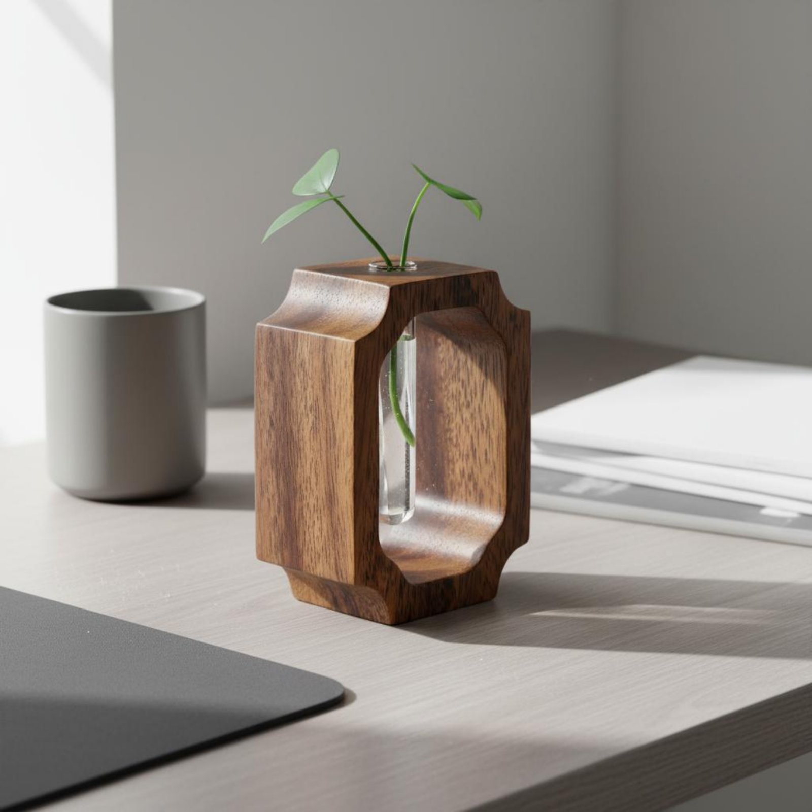 Walnut Wood Vase Easy to Clean - Propagation Station Vase ulasan dan harga