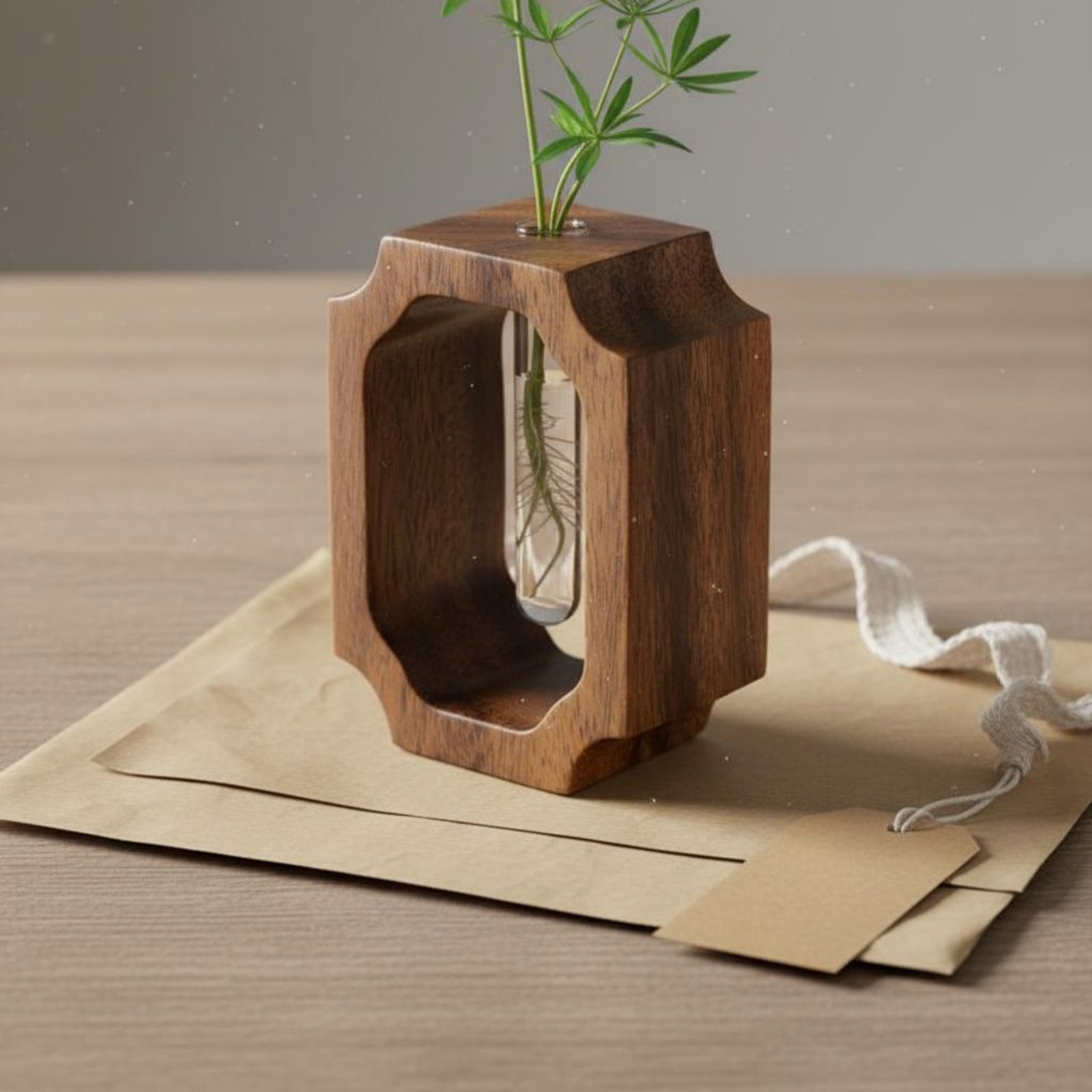 Walnut Wood Vase Easy to Clean - Propagation Station Vase ulasan dan harga
